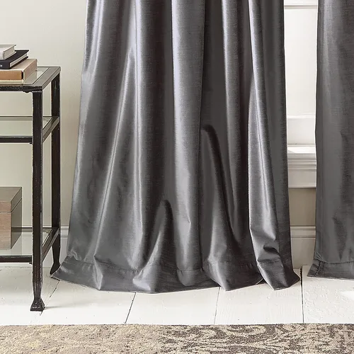 Vista 5 de Cortinas DKNY Modernas con Nudos de Terciopelo Forrado, Paneles Pares, 108", Carbón Gris antracita