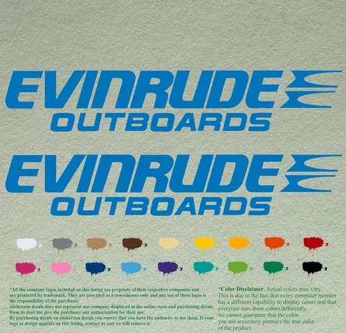 Vista 6 de Evinrude - Juego de 2 calcomanías de vinilo de repuesto compatibles con motor fuera de borda (12 pulgadas, negro 070)