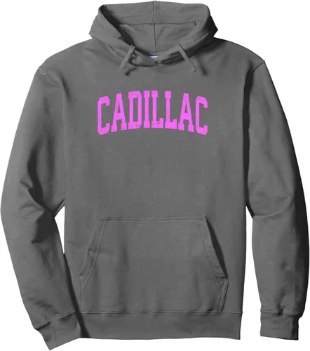 Vista 8 de Cadillac Michigan MI Vintage Athletic Sports - Sudadera con capucha de diseño rosa, Negro