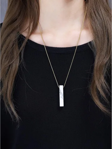 Vista 2 de COAI Collares con colgante de piedra de barra Yin Yang para parejas Piedra