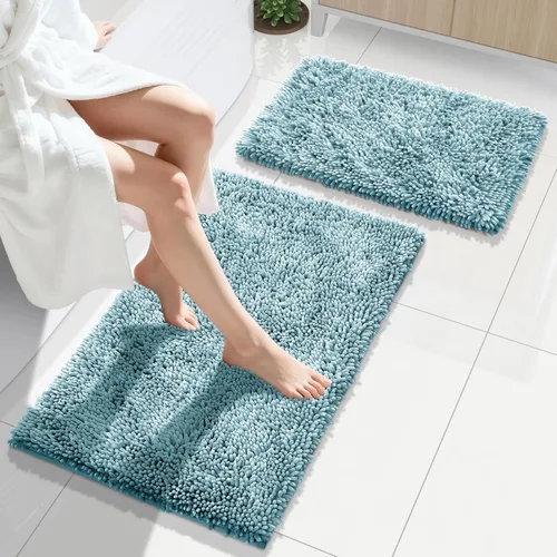 Vista 39 de Yimobra Juego de 2 alfombras de baño, alfombra de baño suave y absorbente y alfombra de inodoro en forma de U con respaldo antideslizante, alfombras