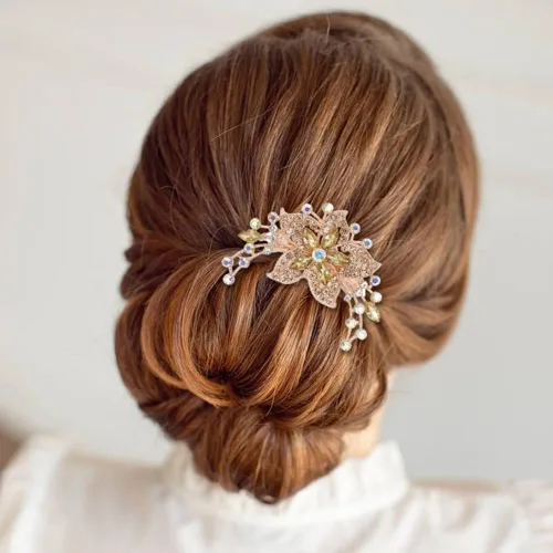 Vista 2 de inSowni Paquete de 6 diamantes de imitación brillantes con purpurina de lujo, diamantes de imitación decorativos de metal dorado para el cabello