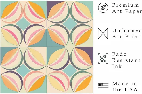 Vista 2 de Ethan Taylor Abstract Wall Art Prints Unframed Square Posters 'Retro 70s Hippie Pattern III' Retro Home Décor for Living Room, Bedroom, Office, 10