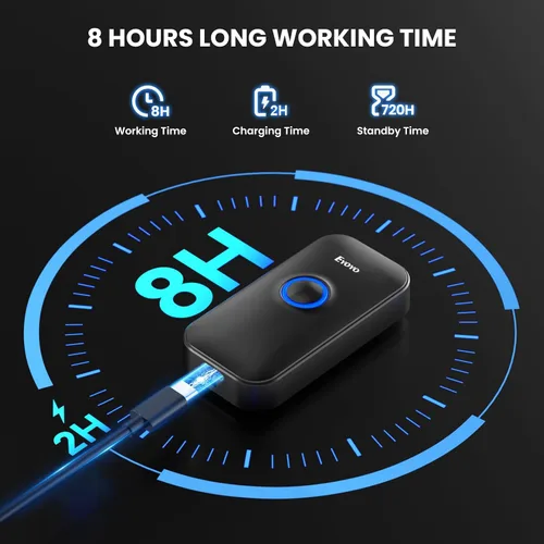 Vista 9 de Eyoyo Mini escáner de código de barras Bluetooth 1D, 3 en 1 USB con cable y Bluetooth y lector de código de barras inalámbrico de 2.4 G, escaneo
