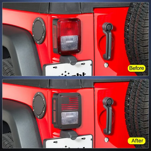 Vista 5 de Nilight Protectores de luz trasera, cubiertas de luz trasera negras para Wrangler JK Unlimited 2007-2017, par