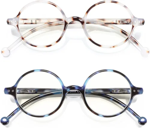 Vista 15 de Gafas de Lectura Redondas para Mujeres y Hombres con Bloqueo de Luz Azul, Lectores Circulares Unisex Ultraligeros, Gafas de Lectura sin Prescripción