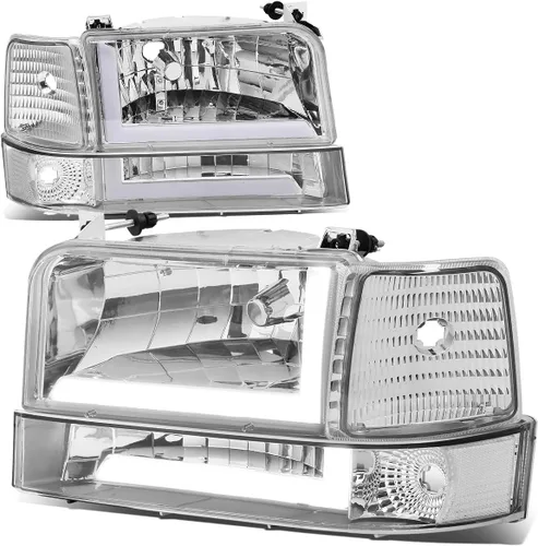 Vista 9 de Auto Dynasty Juego de Faros LED DRL 3D y Lámpara de Parachoques Compatible con Ford F-150 F-250 F-350 Bronco 1992-1996, Lado del Conductor