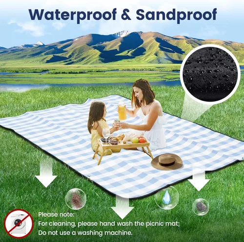 Vista 5 de sapsisel Manta de picnic extragrande de 80 x 60 pulgadas, manta de picnic impermeable para la playa