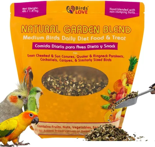 Vista 16 de Birds LOVE Natural Garden Blend - Alimento para pájaros pequeños, 2 libras, empaquetado a mano en Estados Unidos, mezcla natural con frutas