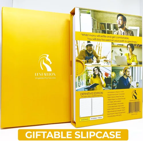 Vista 7 de LeStallion LS2 - Cuaderno de tapa dura amarillo - Diario en blanco tamaño A5 para escribir - Diario de 100 g/m² de tapa dura amarilla - 216 hojas