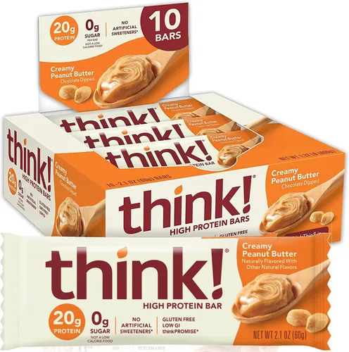 Vista 4 de Think Thin Paquete de 20 (2 cajas de 10) (0.04 oz) - (mantequilla de maní cremosa)