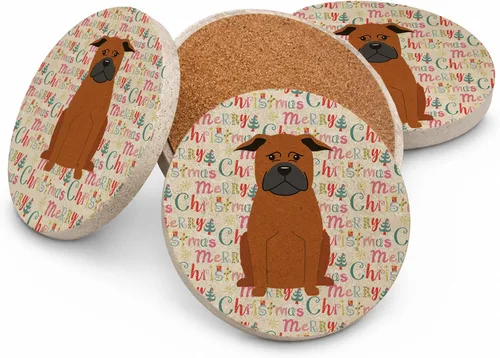 Vista 52 de Abyssinian Sand Terrier Merry Christmas - Posavasos grandes de piedra arenisca (4 unidades)