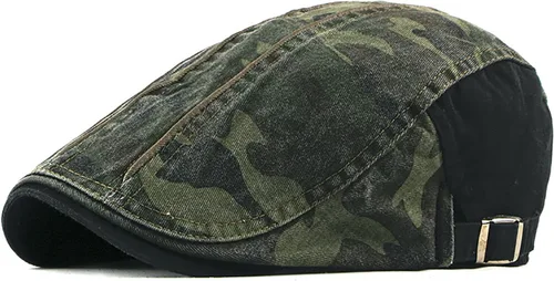 Vista 11 de Newsboy - Gorra de algodón para hombre, diseño de camuflaje, ajustable, ajustable, plano, suave, para caza y golf