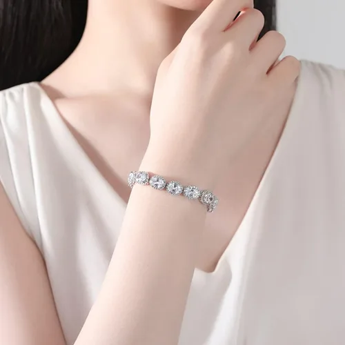 Vista 3 de PAENENPH Pulsera de moissanita con corazón de oro de 14 quilates, pulsera de lujo con dije de corazón, regalo de joyería de Navidad de moda
