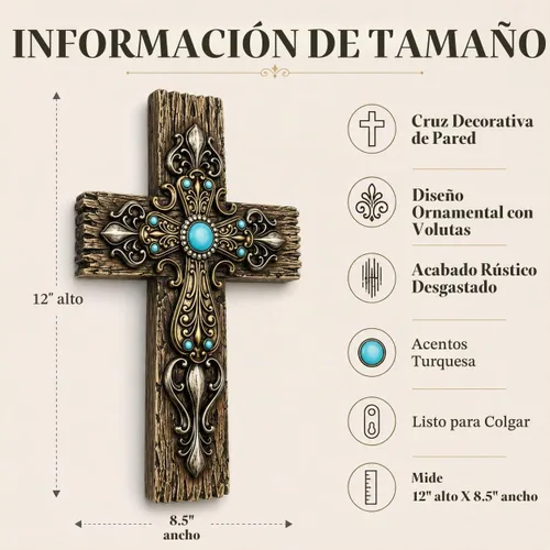 Vista 9 de Comfy Hour Cruz de pared de 12 pulgadas, decoración religiosa rústica