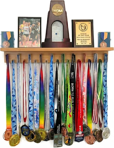 Vista 9 de MedalAwardsRack Estante de exhibición de medallas y soporte para trofeos Premier para gimnasia, fútbol, baloncesto, fútbol americano y más – 2 pies
