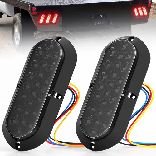 Vista 9 de PSEQT 6" luces LED rojas para remolque, 24 luces LED ovaladas, luces de freno, de parada, luces de identificación traseras, impermeables, de montaje