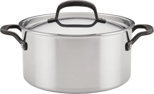 Vista 14 de KitchenAid Olla de acero inoxidable pulido de 5 capas con tapa, 8 cuartos de galón
