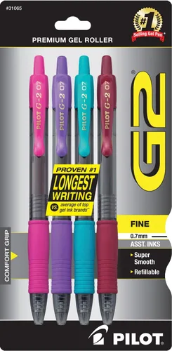 Vista 4 de Pilot G2 - Bolígrafos de gel premium con punta gruesa, bolígrafos de tinta gel, 1 mm, paquete de 4, colores clásicos surtidos - Ideal para escritura