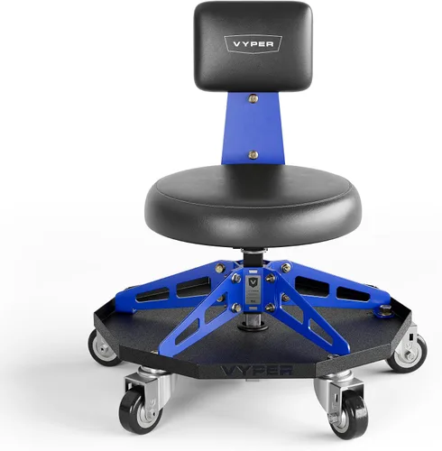 Vista 10 de Vyper - Silla de Taller de Acero Resistente para Mecánicos, Automotriz, Bricolaje - Taburete de Garaje con Capacidad de 300 lb, Respaldo y Ruedas