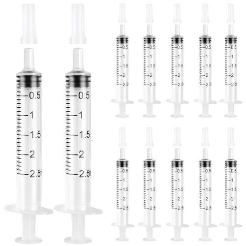 Vista 10 de Paquete de 24 jeringas de plástico de 0.0 fl oz con tapas, estériles, selladas individualmente para rellenar líquidos precisos, medir y alimentar