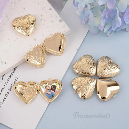 Vista 4 de Framendino, Colgantes con marco de fotos de corazón para hacer joyas