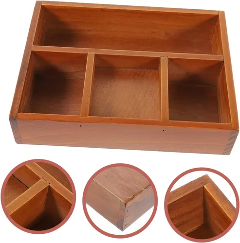 Vista 3 de Cabilock Bandeja de joyería dorada para perfumes, bandeja de tocador de tocador, compartimento de madera, organizador de maquillaje, solución