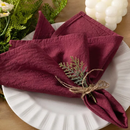 Vista 9 de Servilletas de tela de otoño, lavables, reutilizables, de lino, boda, fiesta, hogar, decoración de mesa Beige Set of 4 Bulk Cotton Napkins 17"x17