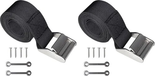 Vista 9 de 56" Battery Tie Down Strap Kit Battery Hold Down Strap with Stainless Steel 316 Buckle, 2 Stainless Steel 316 Eye Strap Mounts, 4 SS Screws(1 Pack)
