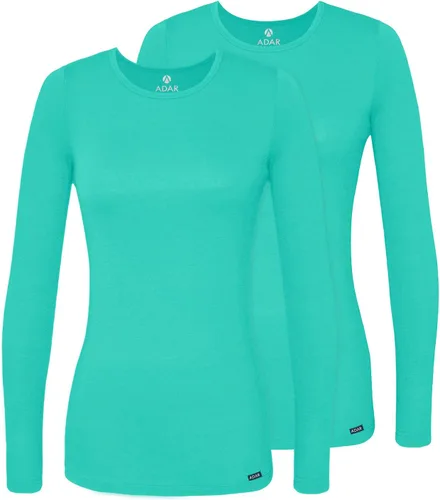 Vista 21 de Adar Underscrubs - Camiseta de manga larga para mujer, 2 unidades Azul marino