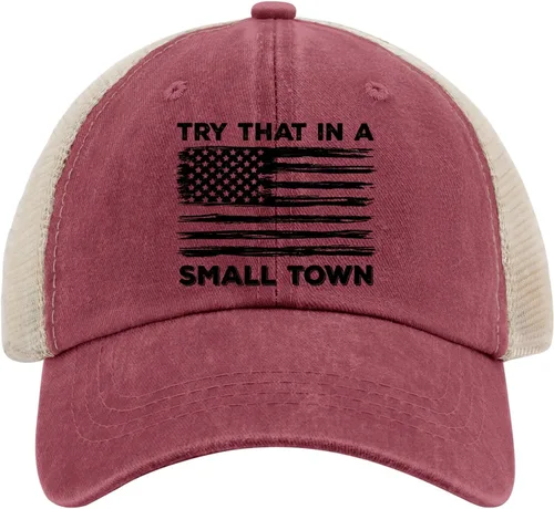 Vista 17 de Hat Try That in Small Towns Trucker Hat Men Funny Mesh Cap for Summer