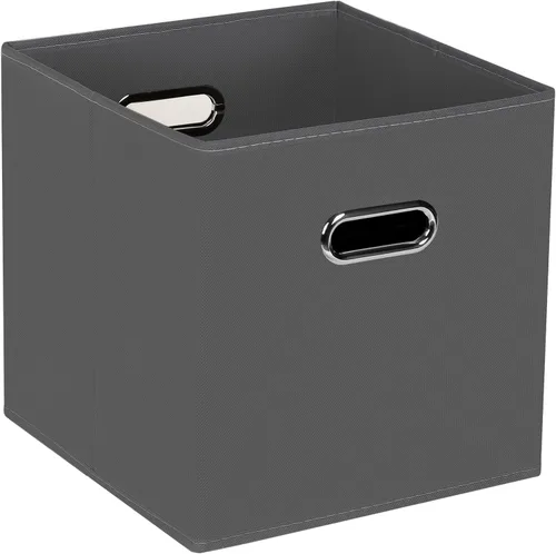 Vista 11 de STOREONE - Cubos de almacenamiento de tela con contenedores de cestas (28x28x28 cm) con asas dobles para estante, armario, organizadores de Negro