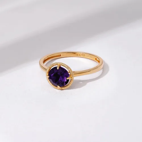 Vista 4 de Tienda Collection Anillo de piedra natal de marzo de cristal importado de oro de 10