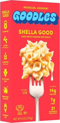 Vista 8 de Goodles Shella Good Pasta de Conchas y Queso Cheddar Blanco Envejecido – Repleta de Nutrientes con Queso Real, Fibra, Proteína, Prebióticos, Plantas