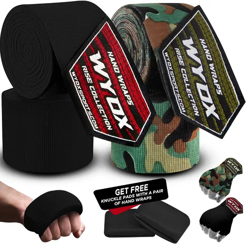 Vista 10 de WYOX Boxing Hand Wraps Inner Gloves, Elasticated Thumb Loop Bandages Mexican Style Under Mitts Wrist Wrap Protection Muay Thai MMA Kickboxing