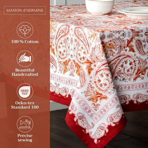 Vista 2 de Maison d' Hermine Mantel decorativo cuadrado 100% algodón, lavable, para comedor, fiestas de bufé y campamento, Acción de Gracias/Navidad, estampado