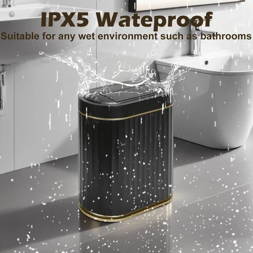 Vista 5 de SYNCVIBE Basurero de Baño con Tapa Butterfly de 2 Galones con Sensor, Bote de Basura Impermeable IPX5, Papelera Delgada Automática, Papelera Bajo