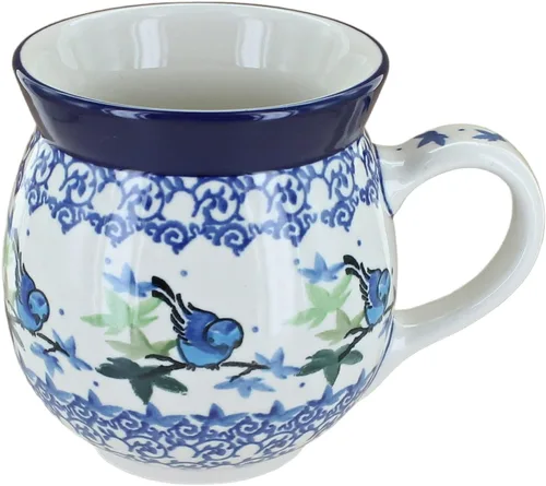 Vista 7 de Blue Rose Polish Pottery - Blue Alyce Bubble Mug - 16 oz - Unique Shape Mug for Coffee & Tea