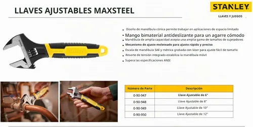 Vista 3 de Stanley 0-90-947 Llave ajustable, Plata