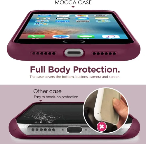 Vista 3 de MOCCA - Funda protectora con soporte de anillo, forro de microfibra supersuave y antiarañazos, de cuerpo completo y a prueba de golpes para iPhone 7