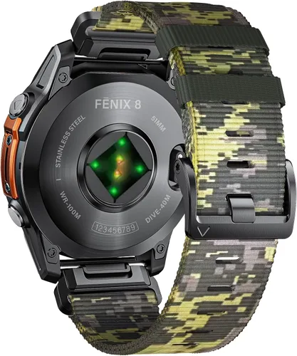Vista 19 de Compatible con Garmin Fenix 7X/ 6X/ 5X/ 8/8 Pro 51mm/5X Plus/6X Pro/7X pro, Correa de reloj de nylon Quickfit de 26 mm para Tactix 7/Descent Verde