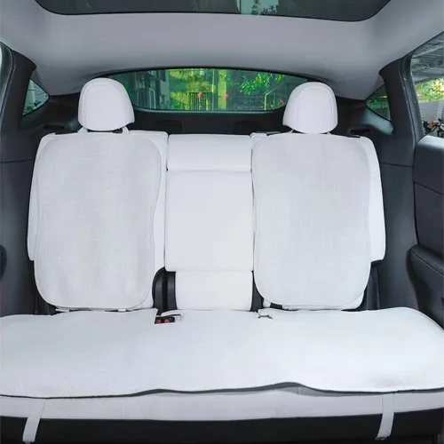 Vista 3 de Car Seat Mat Pad Protector Covers,Driver Front Rear Seat Bench Cushion Cover,for Tesla Model 3 seat Cover Set 2017-2022,Ice Silk Anti-Dirty White