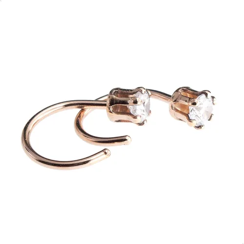 Vista 7 de Half Huggie Birthstone Gold Hoop Earrings for Women Tiny Cartilage Stud Piercing Earring Hypoallergenic Earring Screw Back Dainty Hug