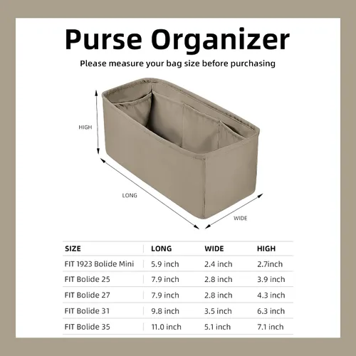 Vista 6 de DGAZ Organizador de bolso de seda para Bolide 1923mini25273135, organizador de bolsas suave y sedoso, bolso de lujo y moldeador de bolsas