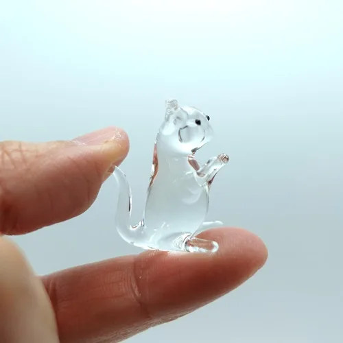 Vista 12 de Figura de cristal en miniatura de gato pequeño, animal de vidrio soplado hecho a mano, bonita escultura de gato coleccionable, regalo de decoración