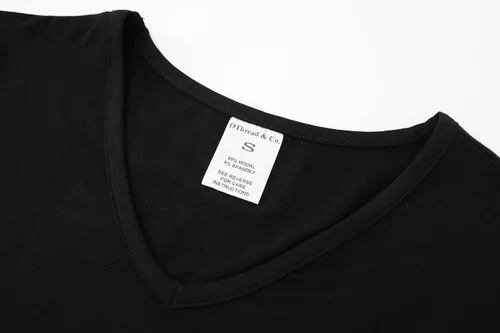 Vista 5 de OThread & Co. Camiseta de manga corta para mujer, cómoda con cuello en V, capa elástica básica
