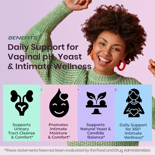 Vista 2 de UTI Levadura y pH Pro+ Paquete de 2 Hidratación femenina diaria y apoyo de equilibrio con arándano, D-manosa, aloe, hibisco Probado por
