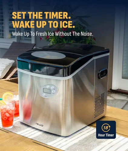 Vista 8 de NewAir Máquina de hielo de encimera de 50 lb. Máquina de hielo portátil tipo bala 12 cubos en 7 minutos, 3 tamaños de hielo Acero inoxidable
