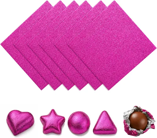 Vista 5 de 200 envoltorios cuadrados de papel de aluminio de papel de aluminio para decoración de envases de dulces (3.9 x 3.9 pulgadas) diseño de cáscara