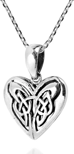 Vista 2 de STUNNING Infinito Amor Nudo Celta Corazón Collar De Plata De Ley 925.